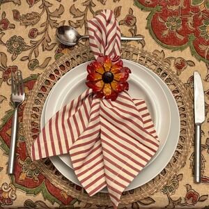 NWOT Pottery Barn Napkins Set of 6 20x20 Red Cream Striped 100% Cotton Farmhouse